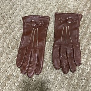 Brown leather gloves